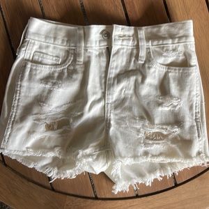 white jean shorts with detailing!